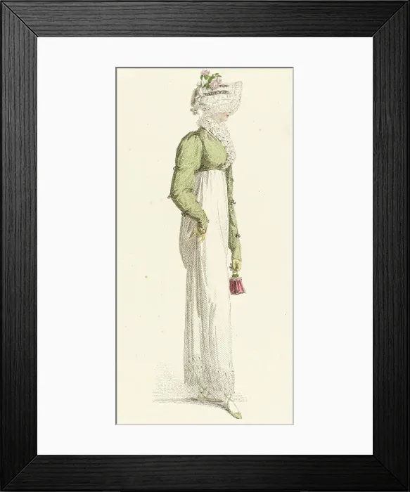 Framed Print : Fashion Plate (Walking Dress), 1814. Creator: Rudolph Ackermann Framed Print : Fashion Plate (Walking Dress), 1814. Creator: Rudolph Ackermann