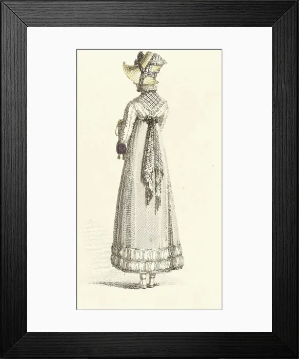 Framed Print : Fashion Plate (Walking Dress), 1814. Creator: Rudolph Ackermann Framed Print : Fashion Plate (Walking Dress), 1814. Creator: Rudolph Ackermann