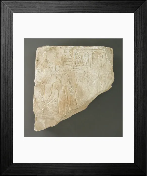 Framed Print : Relief Fragment Depicting Imenet, Ptah and Amenhotep I, New Kingdom (1569-1081 BCE). Creator: Unknown Framed Print : Relief Fragment Depicting Imenet, Ptah and Amenhotep I, New Kingdom (1569-1081 BCE). Creator: Unknown