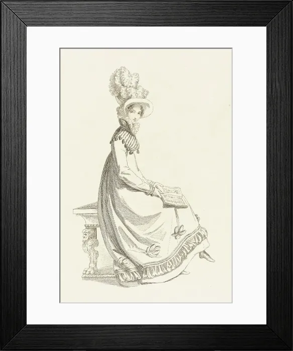 Framed Print : Fashion Plate (Walking Dress), 1819. Creator: Rudolph Ackermann Framed Print : Fashion Plate (Walking Dress), 1819. Creator: Rudolph Ackermann