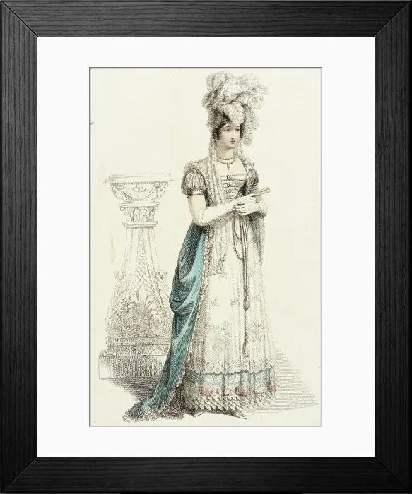 Framed Print : Fashion Plate (Court Dress), 1820. Creator: Rudolph Ackermann Framed Print : Fashion Plate (Court Dress), 1820. Creator: Rudolph Ackermann