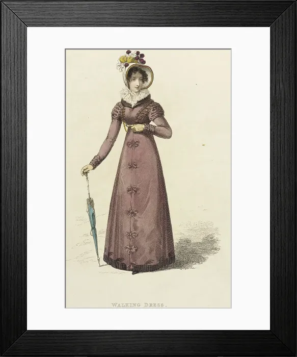 Framed Print : Fashion Plate (Walking Dress), 1822. Creator: Rudolph Ackermann Framed Print : Fashion Plate (Walking Dress), 1822. Creator: Rudolph Ackermann