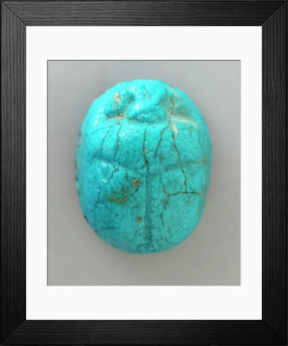 Framed Print : Faience Scarab with Name of Queen Tiy, Reign of Amenhotep III to Akhenaten (1410-1355 BCE). Creator: Unknown Framed Print : Faience Scarab with Name of Queen Tiy, Reign of Amenhotep III to Akhenaten (1410-1355 BCE). Creator: Unknown