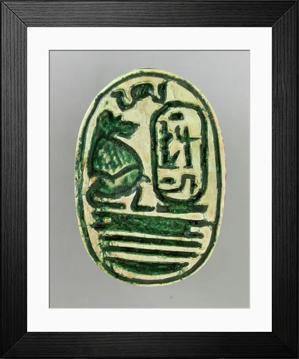 Framed Print : Scarab Depicting a Baboon before the Throne Name of Ramses II, 19th dynasty (1304-1201 BCE). Creator: Unknown Framed Print : Scarab Depicting a Baboon before the Throne Name of Ramses II, 19th dynasty (1304-1201 BCE). Creator: Unknown