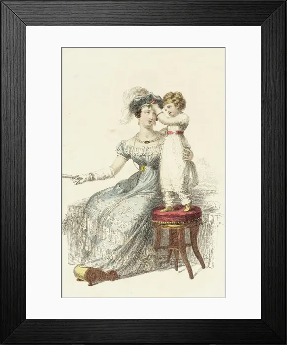 Framed Print : Fashion Plate (Evening Dress), 1825. Creator: Rudolph Ackermann Framed Print : Fashion Plate (Evening Dress), 1825. Creator: Rudolph Ackermann