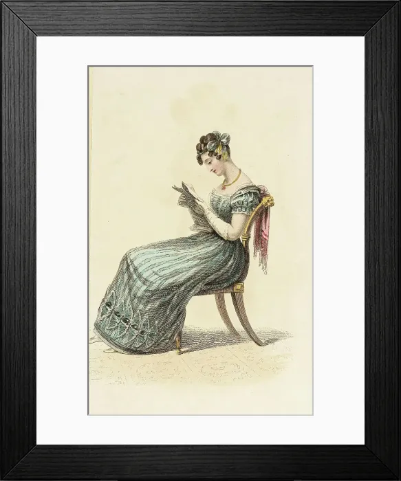 Framed Print : Fashion Plate (Evening Dress), 1825. Creator: Rudolph Ackermann Framed Print : Fashion Plate (Evening Dress), 1825. Creator: Rudolph Ackermann