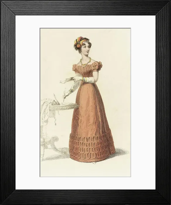 Framed Print : Fashion Plate (Evening Dress), 1825. Creator: Rudolph Ackermann Framed Print : Fashion Plate (Evening Dress), 1825. Creator: Rudolph Ackermann