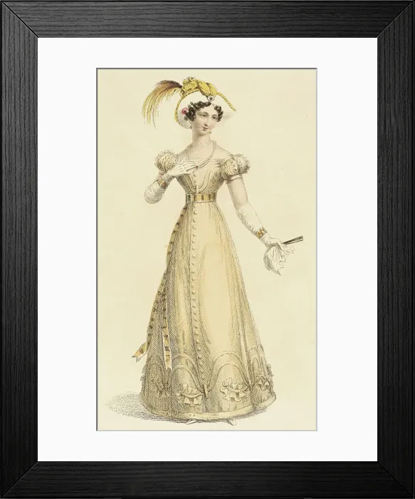 Framed Print : Fashion Plate (Dinner Dress), 1826. Creator: Rudolph Ackermann Framed Print : Fashion Plate (Dinner Dress), 1826. Creator: Rudolph Ackermann