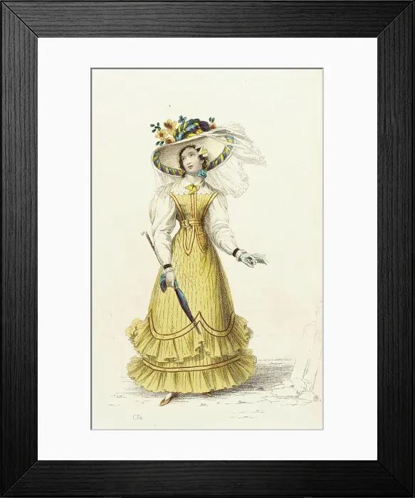 Framed Print : Fashion Plate (Sea-Side Costume), 1827. Creator: Rudolph Ackermann Framed Print : Fashion Plate (Sea-Side Costume), 1827. Creator: Rudolph Ackermann