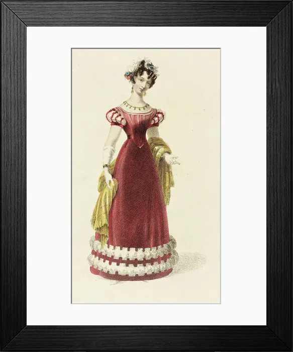 Framed Print : Fashion Plate (Evening Dress), 1826. Creator: Rudolph Ackermann Framed Print : Fashion Plate (Evening Dress), 1826. Creator: Rudolph Ackermann