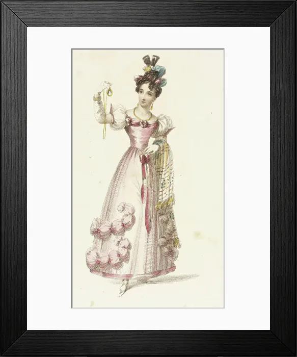 Framed Print : Fashion Plate (Evening Costume), 1828. Creator: Rudolph Ackermann Framed Print : Fashion Plate (Evening Costume), 1828. Creator: Rudolph Ackermann