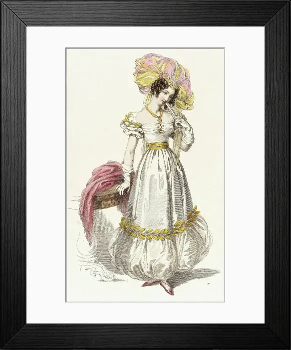Framed Print : Fashion Plate (Evening Dress), 1829. Creator: Rudolph Ackermann Framed Print : Fashion Plate (Evening Dress), 1829. Creator: Rudolph Ackermann