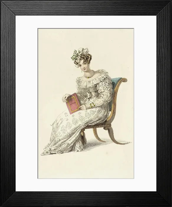 Framed Print : Fashion Plate (Wedding Dress), 1827. Creator: Rudolph Ackermann Framed Print : Fashion Plate (Wedding Dress), 1827. Creator: Rudolph Ackermann