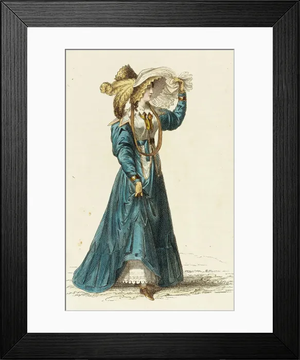 Framed Print : Fashion Plate (Promenade Dress), 1827. Creator: Rudolph Ackermann Framed Print : Fashion Plate (Promenade Dress), 1827. Creator: Rudolph Ackermann