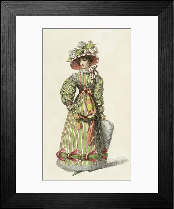 Framed Print : Fashion Plate (Promenade Dress), 1827. Creator: Rudolph Ackermann Framed Print : Fashion Plate (Promenade Dress), 1827. Creator: Rudolph Ackermann