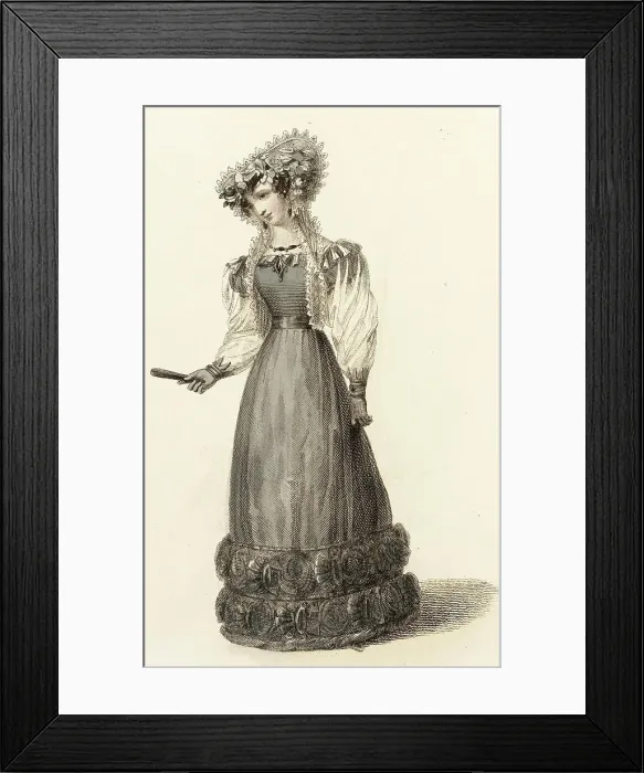Framed Print : Fashion Plate (Evening Dress), 1827. Creator: Rudolph Ackermann Framed Print : Fashion Plate (Evening Dress), 1827. Creator: Rudolph Ackermann