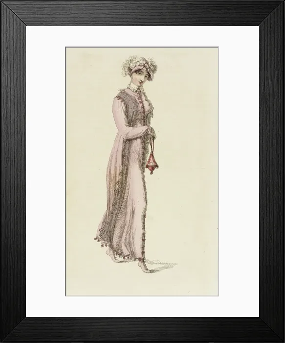Framed Print : Fashion Plate (Walking Dress), 1812. Creator: Rudolph Ackermann Framed Print : Fashion Plate (Walking Dress), 1812. Creator: Rudolph Ackermann