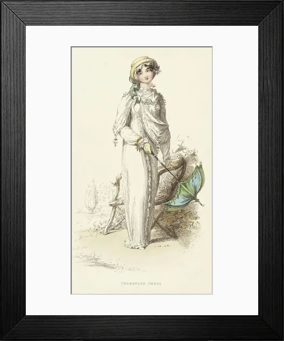 Framed Print : Fashion Plate (Promenade Dress), 1812. Creator: Rudolph Ackermann Framed Print : Fashion Plate (Promenade Dress), 1812. Creator: Rudolph Ackermann