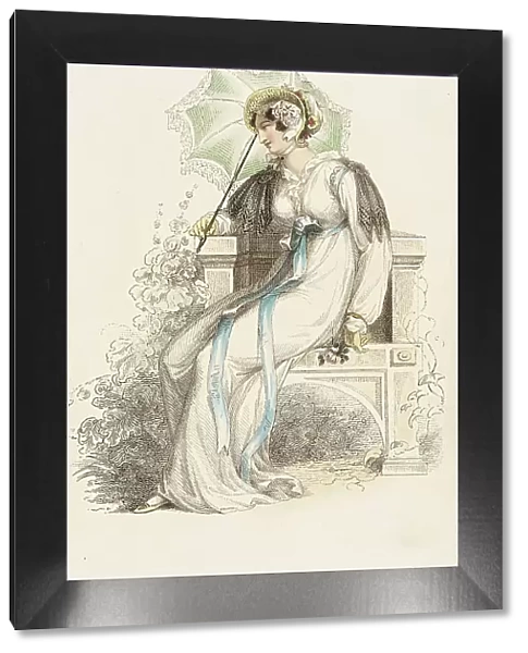 Fashion Plate (Walking Dress), 1812. Creator: Rudolph Ackermann
