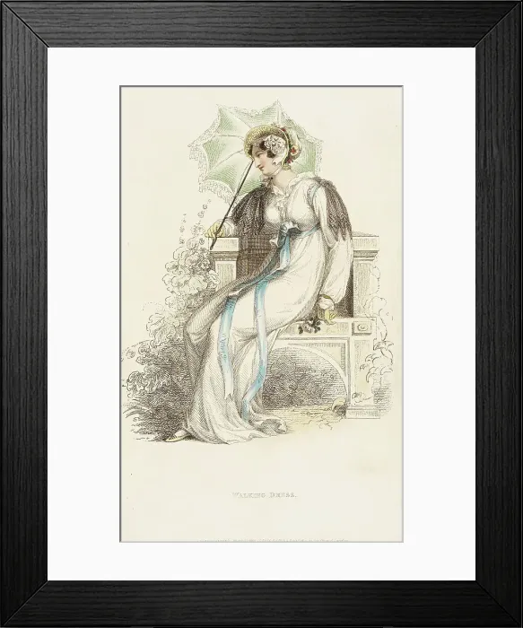 Framed Print : Fashion Plate (Walking Dress), 1812. Creator: Rudolph Ackermann Framed Print : Fashion Plate (Walking Dress), 1812. Creator: Rudolph Ackermann