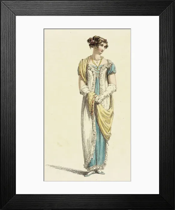 Framed Print : Fashion Plate (Full Dress), 1813. Creator: Rudolph Ackermann Framed Print : Fashion Plate (Full Dress), 1813. Creator: Rudolph Ackermann