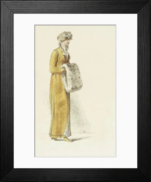 Framed Print : Fashion Plate (Promenade Dress), 1814. Creator: Rudolph Ackermann Framed Print : Fashion Plate (Promenade Dress), 1814. Creator: Rudolph Ackermann