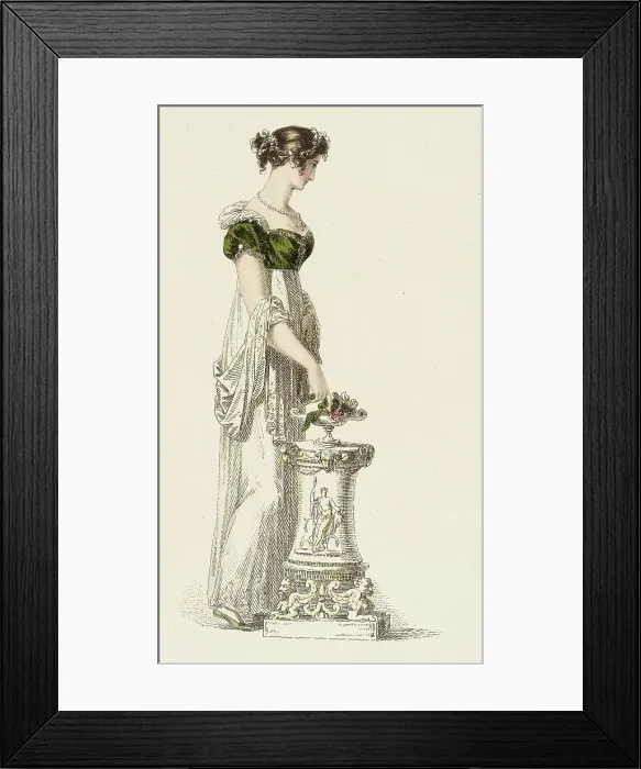 Framed Print : Fashion Plate (Evening Dress), 1814. Creator: Rudolph Ackermann Framed Print : Fashion Plate (Evening Dress), 1814. Creator: Rudolph Ackermann