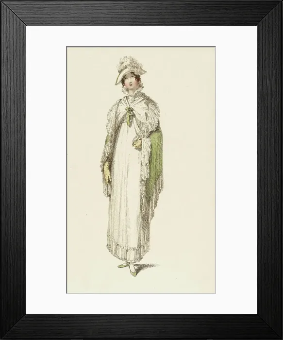Framed Print : Fashion Plate (Walking Dress), 1814. Creator: Rudolph Ackermann Framed Print : Fashion Plate (Walking Dress), 1814. Creator: Rudolph Ackermann