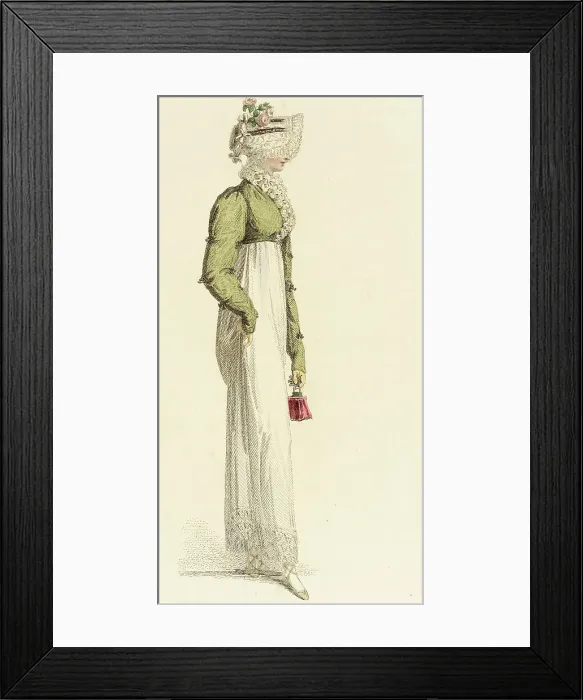 Framed Print : Fashion Plate (Walking Dress), 1814. Creator: Rudolph Ackermann Framed Print : Fashion Plate (Walking Dress), 1814. Creator: Rudolph Ackermann