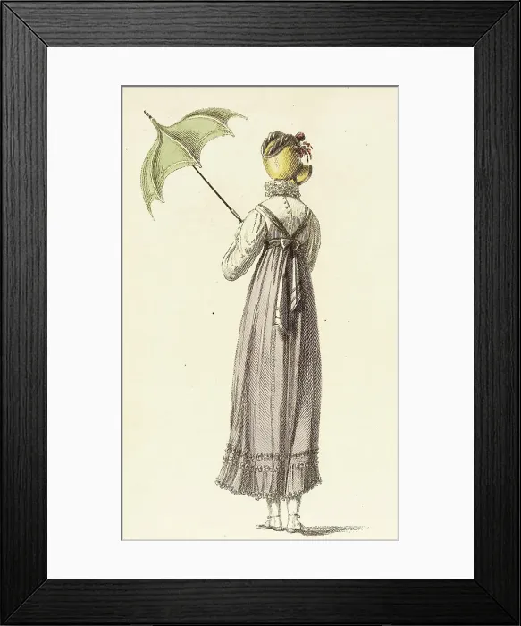 Framed Print : Fashion Plate (Walking Dress), 1814. Creator: Rudolph Ackermann Framed Print : Fashion Plate (Walking Dress), 1814. Creator: Rudolph Ackermann
