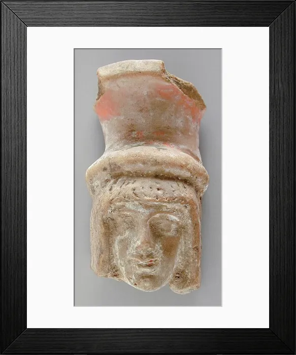 Framed Print : Head with Headdress, Ptolemaic Period-Roman Period (332 BCE-337 CE). Creator: Unknown Framed Print : Head with Headdress, Ptolemaic Period-Roman Period (332 BCE-337 CE). Creator: Unknown