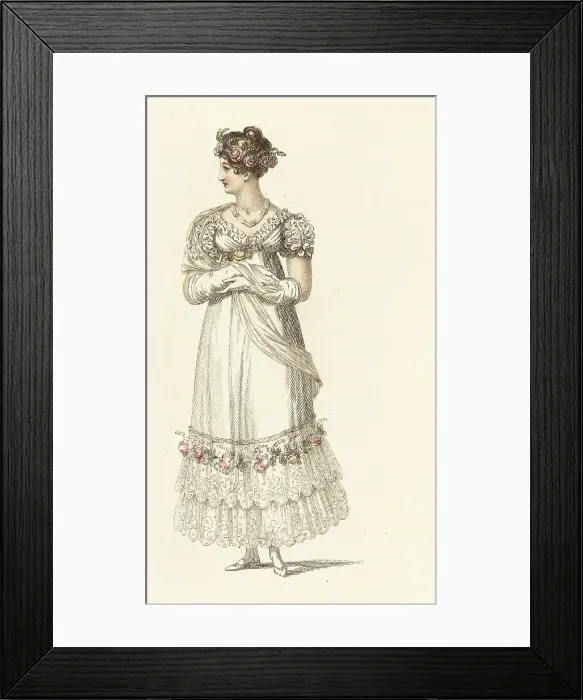Framed Print : Fashion Plate (Evening Dress), 1816. Creator: Rudolph Ackermann Framed Print : Fashion Plate (Evening Dress), 1816. Creator: Rudolph Ackermann