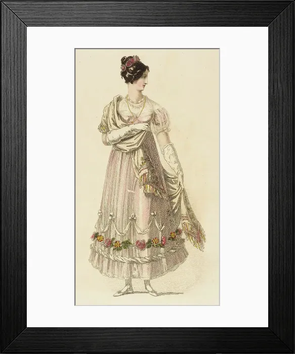 Framed Print : Fashion Plate (Ball Dress), 1816. Creator: Rudolph Ackermann Framed Print : Fashion Plate (Ball Dress), 1816. Creator: Rudolph Ackermann