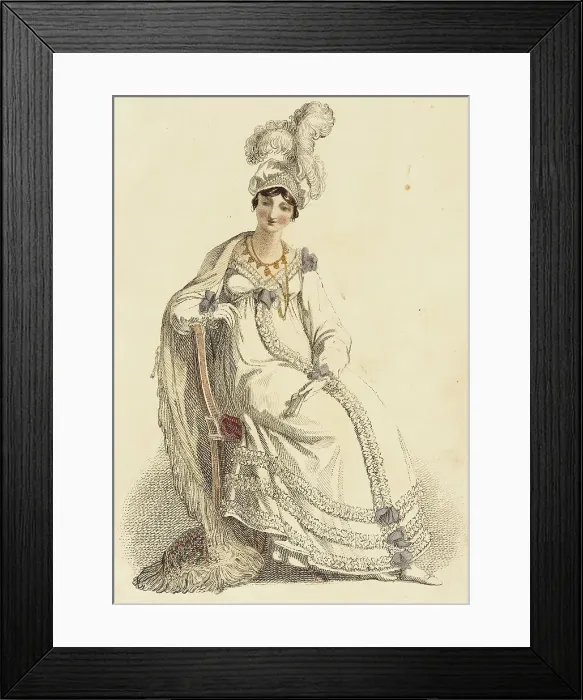 Framed Print : Fashion Plate (Evening Dress), 1817. Creator: Rudolph Ackermann Framed Print : Fashion Plate (Evening Dress), 1817. Creator: Rudolph Ackermann