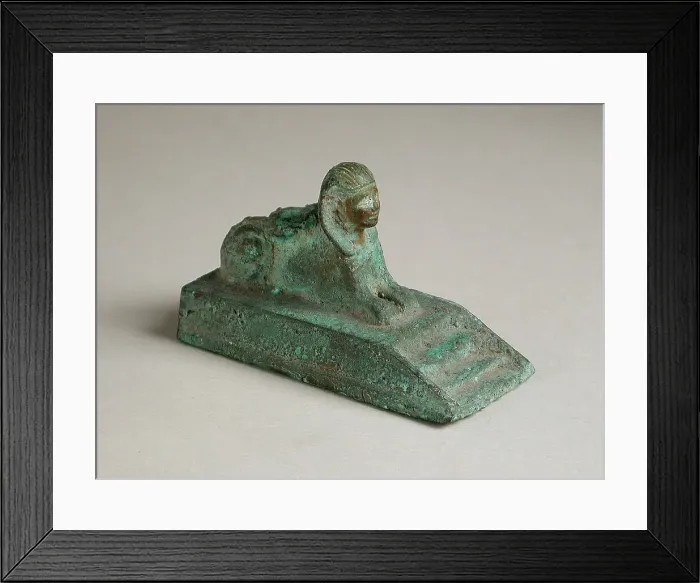 Framed Print : Recumbent Sphinx Figurine on a Stepped Platform, Ptolemaic Period (323-30 BCE) or modern. Creator: Unknown