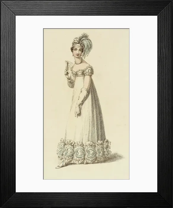 Framed Print : Fashion Plate (Evening Dress), 1818. Creator: Rudolph Ackermann Framed Print : Fashion Plate (Evening Dress), 1818. Creator: Rudolph Ackermann