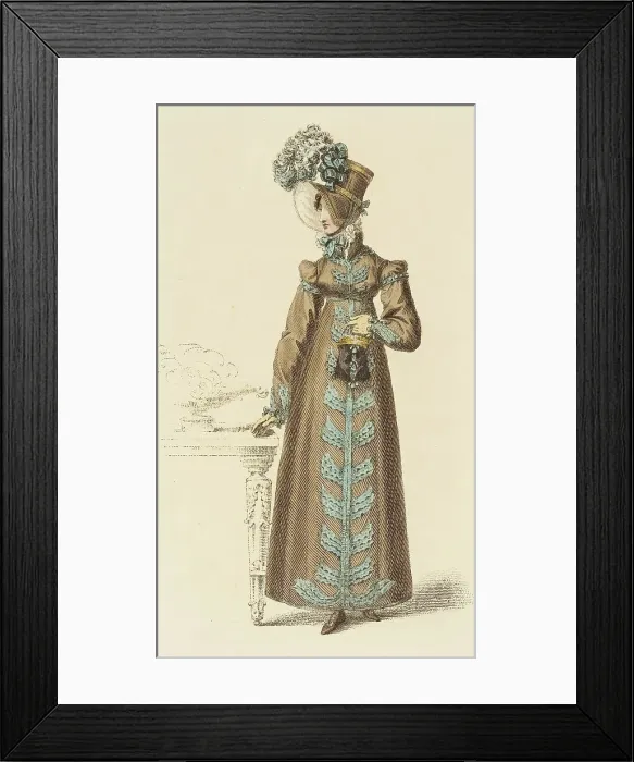 Framed Print : Fashion Plate (Walking Dress), 1818. Creator: Rudolph Ackermann Framed Print : Fashion Plate (Walking Dress), 1818. Creator: Rudolph Ackermann