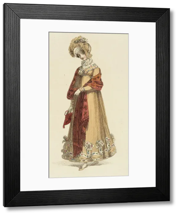 Framed Print : Fashion Plate (Walking Dress), 1818. Creator: Rudolph Ackermann Framed Print : Fashion Plate (Walking Dress), 1818. Creator: Rudolph Ackermann