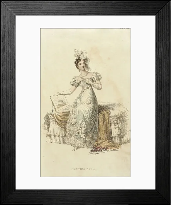Framed Print : Fashion Plate (Evening Dress), 1822. Creator: Rudolph Ackermann Framed Print : Fashion Plate (Evening Dress), 1822. Creator: Rudolph Ackermann