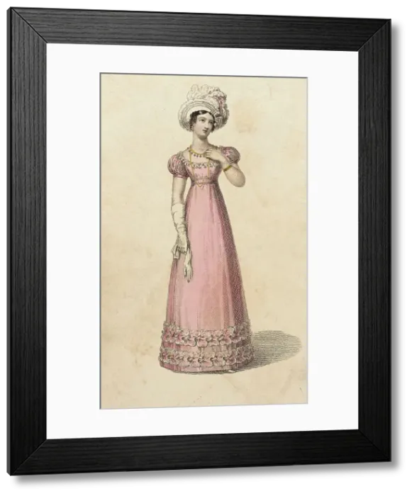 Framed Print : Fashion Plate (Evening Dress), 1823. Creator: Rudolph Ackermann Framed Print : Fashion Plate (Evening Dress), 1823. Creator: Rudolph Ackermann