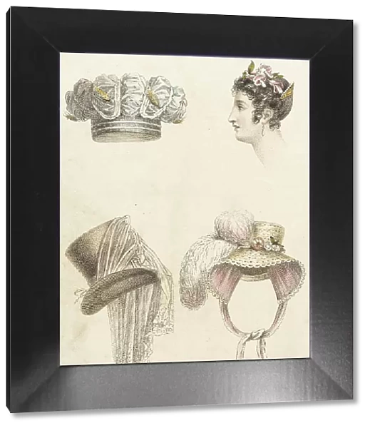 Fashion Plate (Head Dresses), 1823--. Creator: Rudolph Ackermann