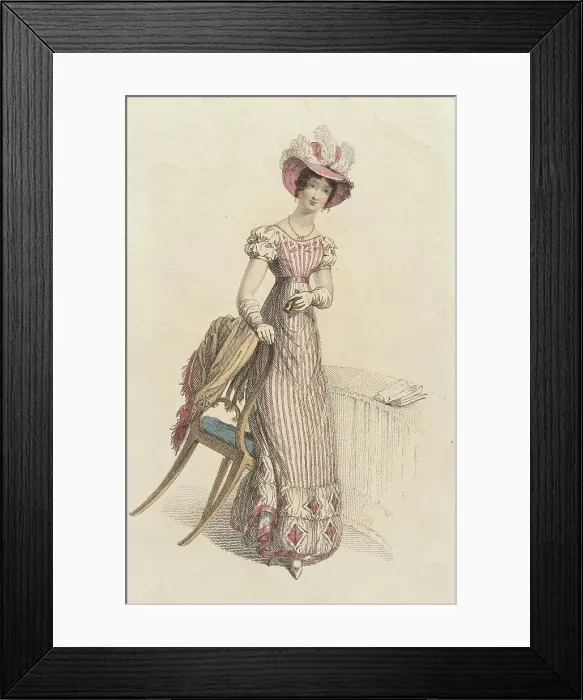 Framed Print : Fashion Plate (Opera Dress), 1824. Creator: Rudolph Ackermann Framed Print : Fashion Plate (Opera Dress), 1824. Creator: Rudolph Ackermann