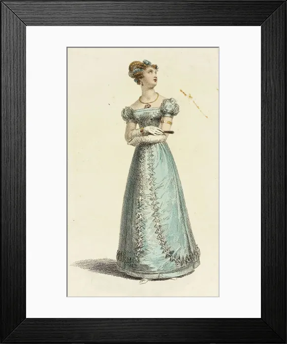 Framed Print : Fashion Plate (Dinner Dress), 1825. Creator: Rudolph Ackermann Framed Print : Fashion Plate (Dinner Dress), 1825. Creator: Rudolph Ackermann
