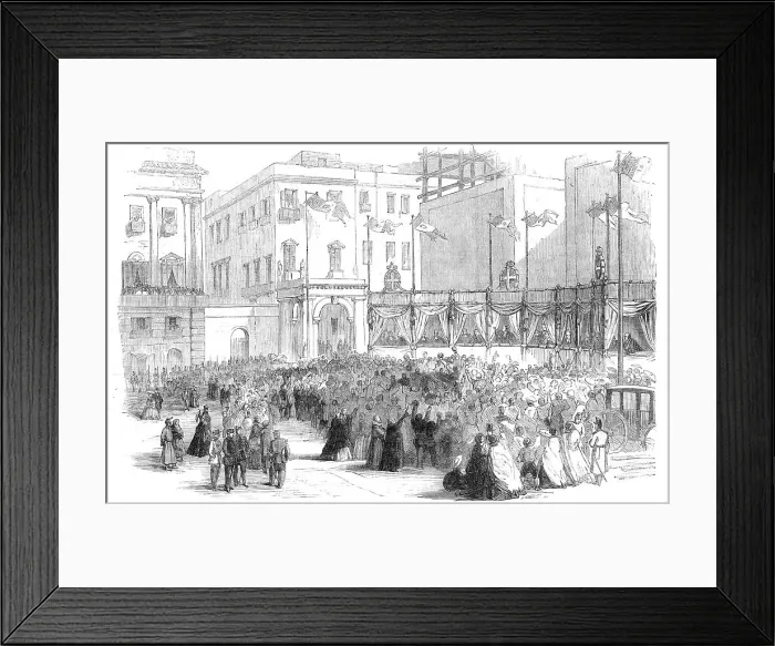Framed Print : Proclaiming the result of the vote on the annexation question before the Royal Palace, Naples, 1860. Creator: Unknown Framed Print : Proclaiming the result of the vote on the annexation question before the Royal Palace, Naples, 1860. Creator: Unknown