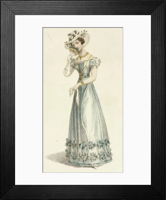 Framed Print : Fashion Plate (Evening Dress), 1825. Creator: Rudolph Ackermann Framed Print : Fashion Plate (Evening Dress), 1825. Creator: Rudolph Ackermann