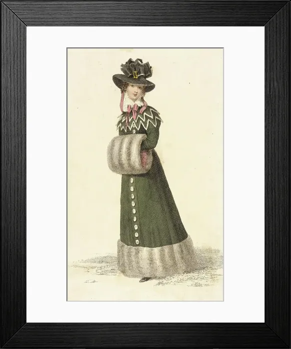 Framed Print : Fashion Plate (Promenade Dress), 1826. Creator: Rudolph Ackermann Framed Print : Fashion Plate (Promenade Dress), 1826. Creator: Rudolph Ackermann