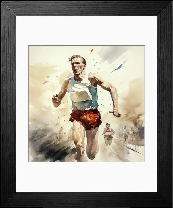 Framed Print : AI IMAGE - Illustration of Roger Bannister, 1950s, (2023). Creator: Heritage Images Framed Print : AI IMAGE - Illustration of Roger Bannister, 1950s, (2023). Creator: Heritage Images