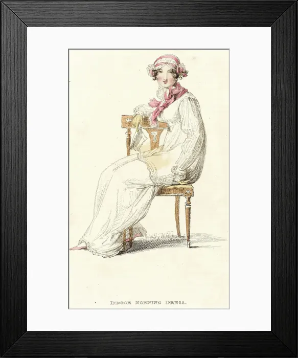Framed Print : Fashion Plate (Indoor Morning Dress), 1812. Creator: Rudolph Ackermann Framed Print : Fashion Plate (Indoor Morning Dress), 1812. Creator: Rudolph Ackermann