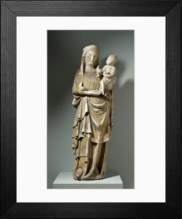 Framed Print : Virgin and Child with a Goldfinch, between c.1300 and c.1350. Creator: Unknown Framed Print : Virgin and Child with a Goldfinch, between c.1300 and c.1350. Creator: Unknown