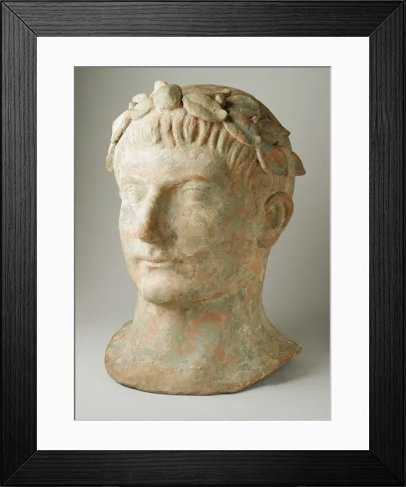 Framed Print : Head of a Man Wearing a Laurel-Wreath, 2nd century BC. Creator: Unknown Framed Print : Head of a Man Wearing a Laurel-Wreath, 2nd century BC. Creator: Unknown